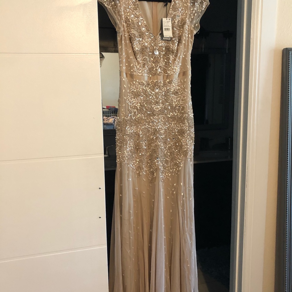 Capped sleeve Adriana Papel Beaded Gown